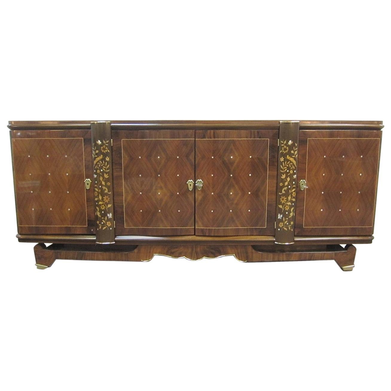 Palisander Art Deco Cabinet with Exotic Inlay, Jules Leleu For Sale