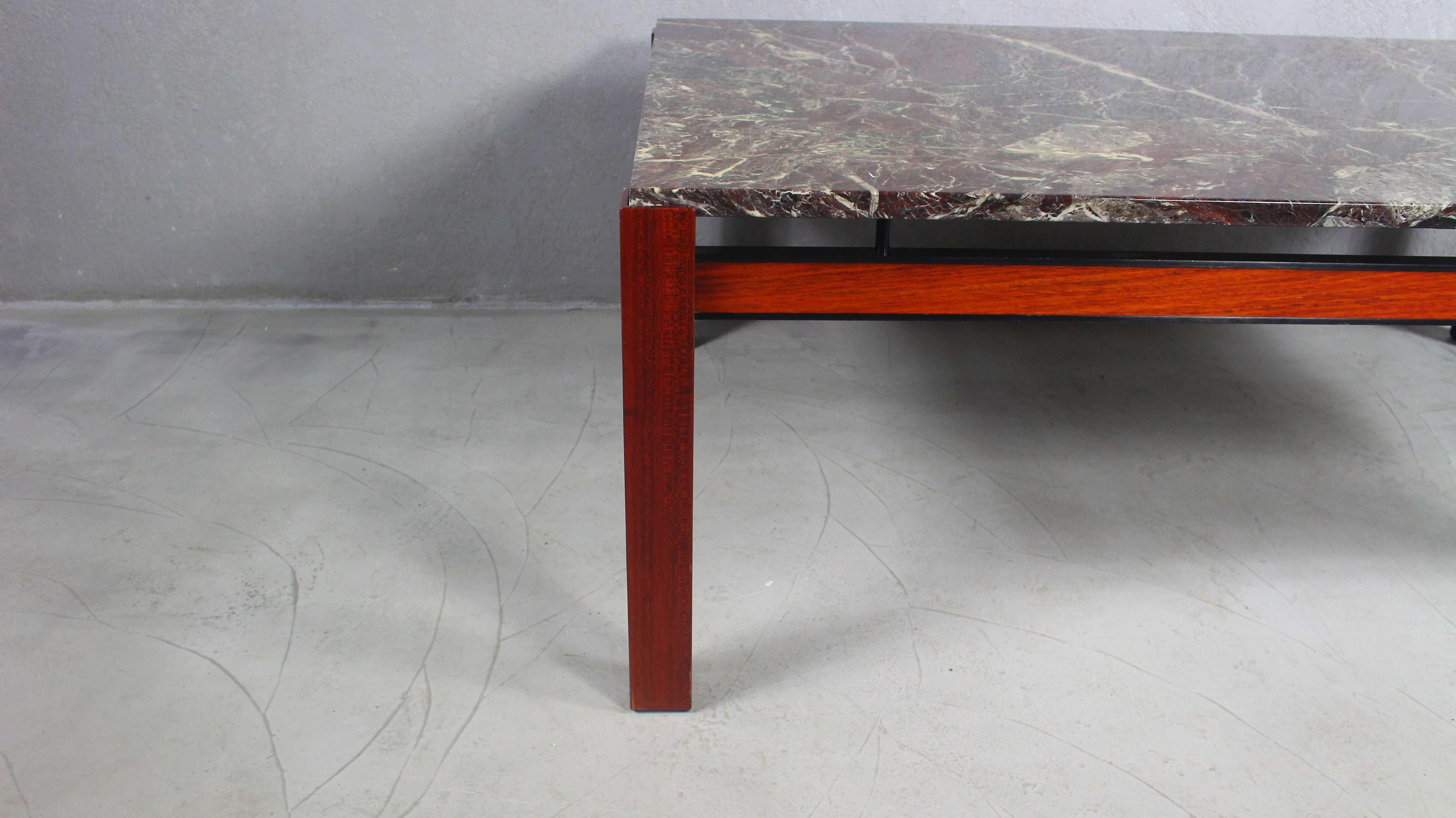 Palisander Coffee Table with Marble, 1970s For Sale 4