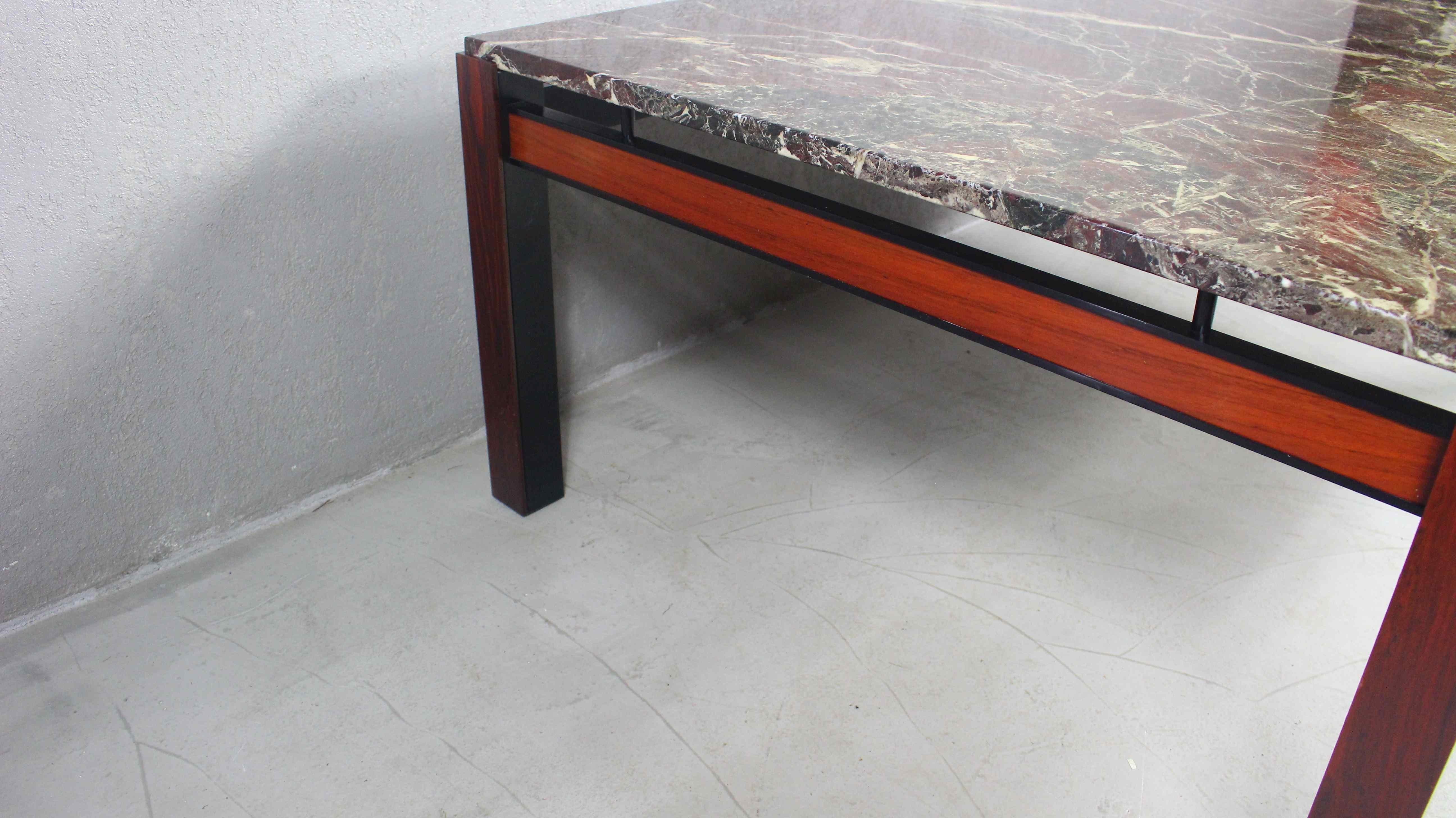 Palisander Coffee Table with Marble, 1970s For Sale 7