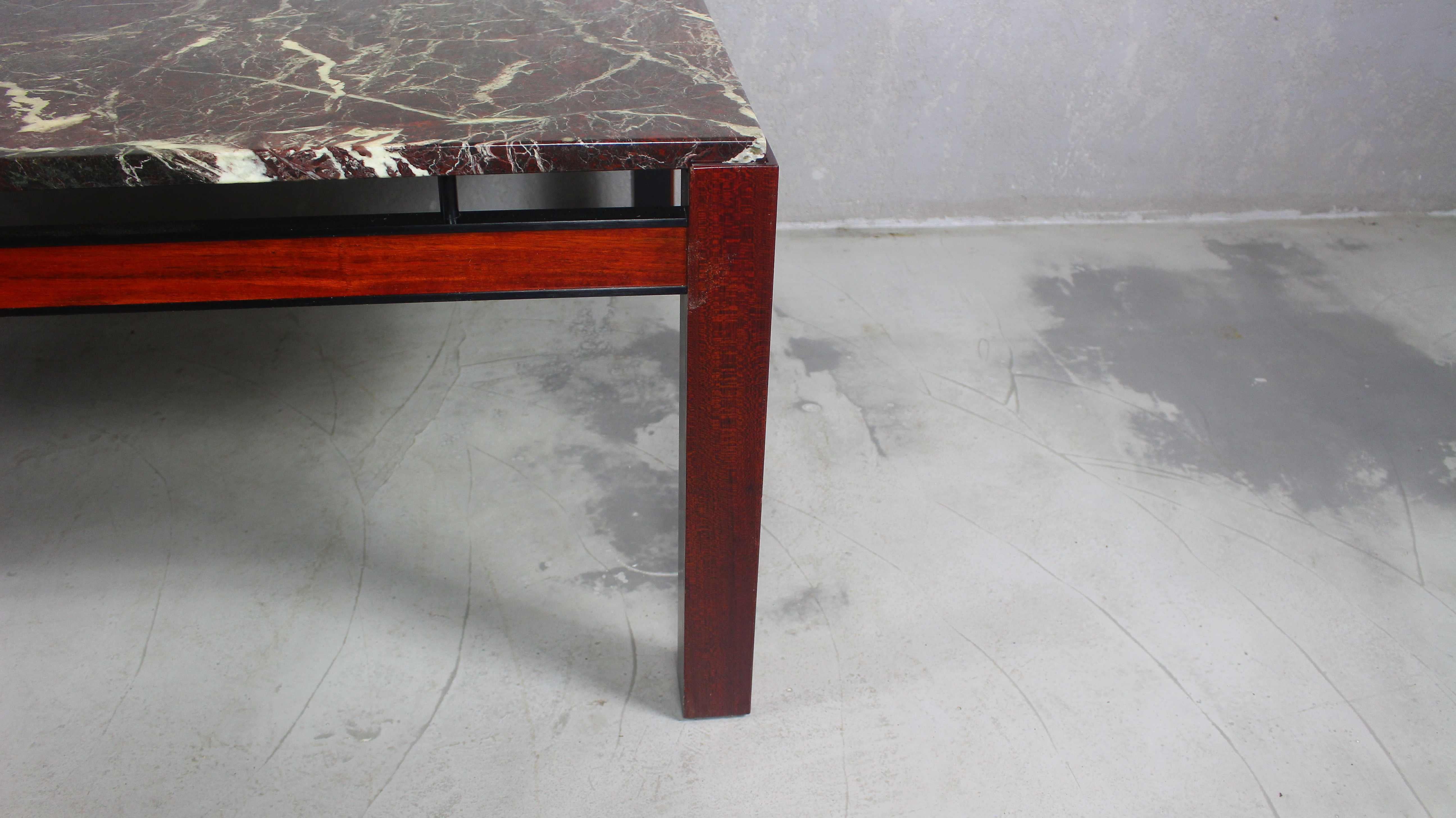 Palisander Coffee Table with Marble, 1970s For Sale 8