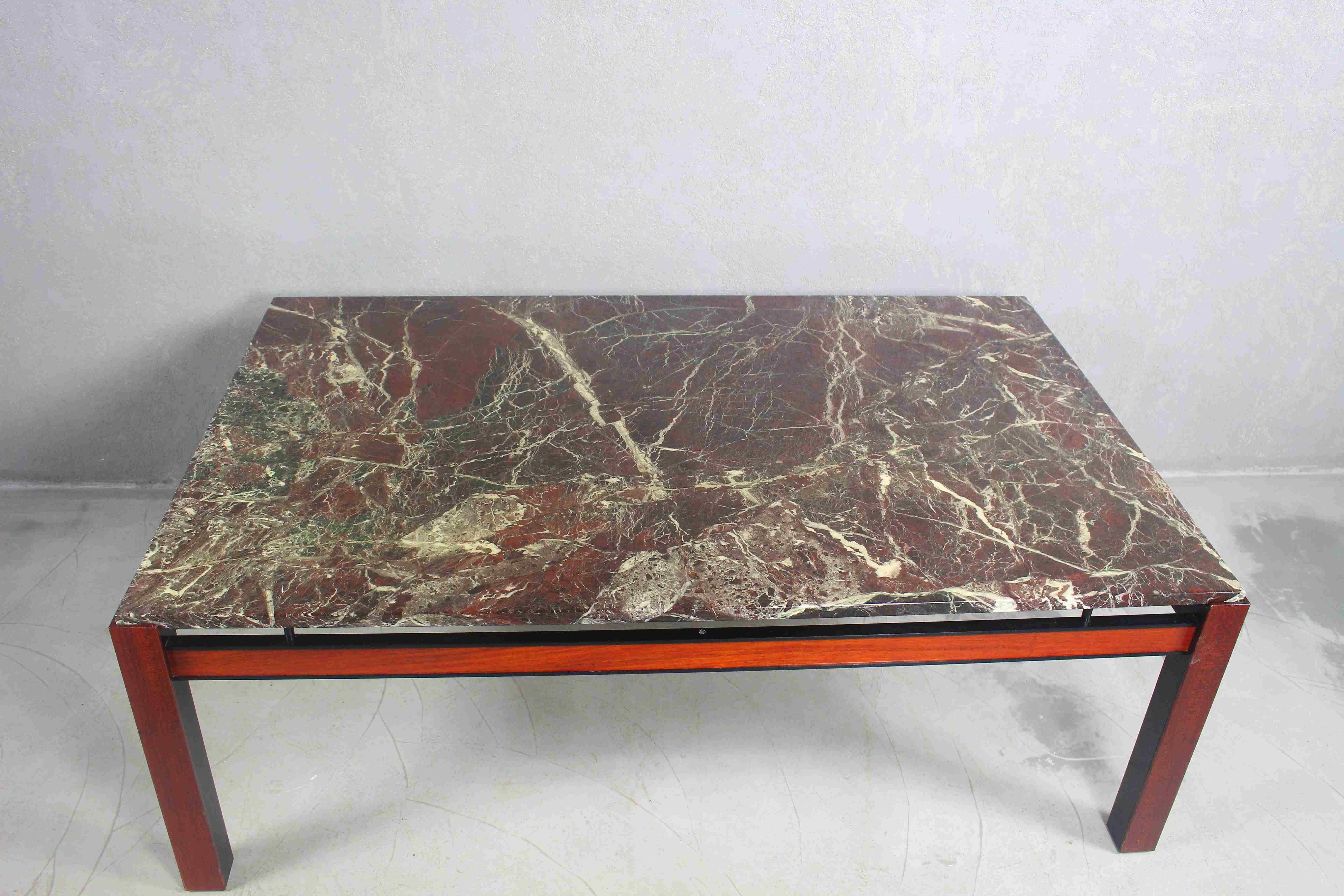 20th Century Palisander Coffee Table with Marble, 1970s For Sale
