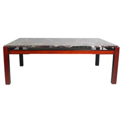 Table basse palissandre avec marbre, années 1970