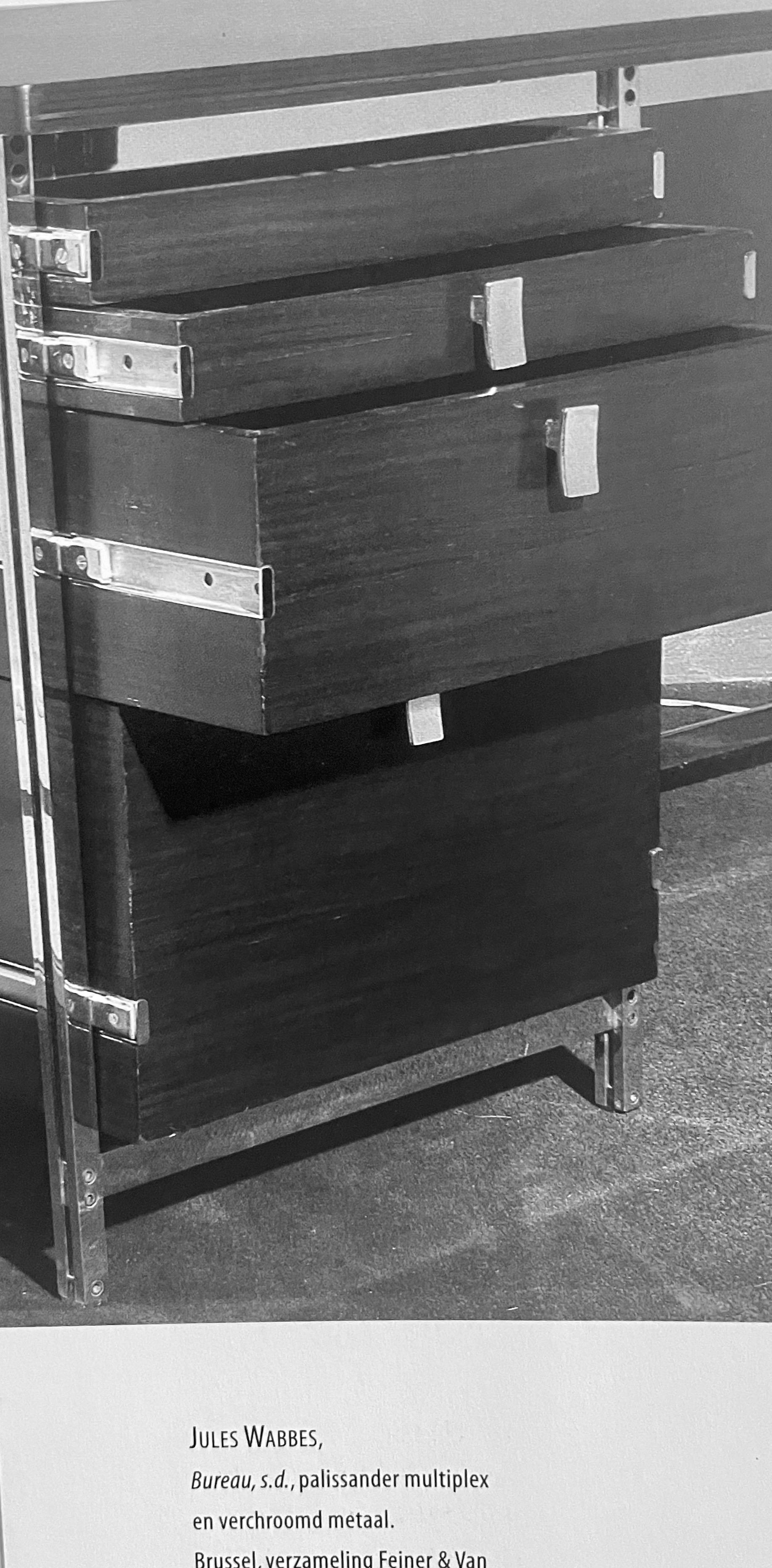 Palisander-Schreibtisch mit drei Schubladen von Jules Wabbes, Belgien, 1960 im Angebot 6