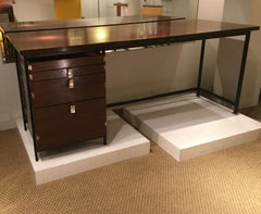 Bureau en palissandre avec un meuble à trois tiroirs, par Jules Wabbes, Belgique, 1960