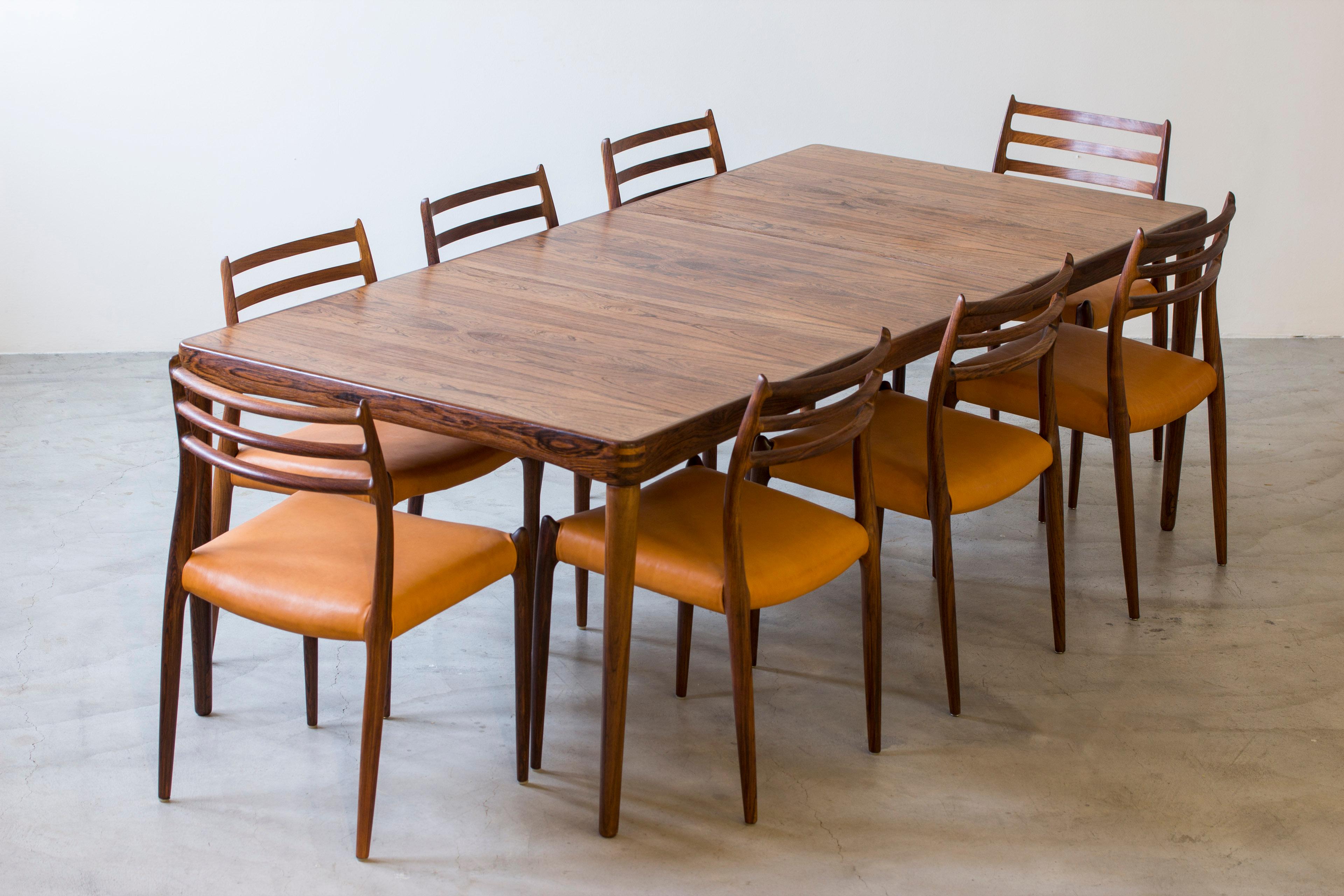 Danish Palisander dining table by H. W Klein for Bramin, denmark, 1950s For Sale