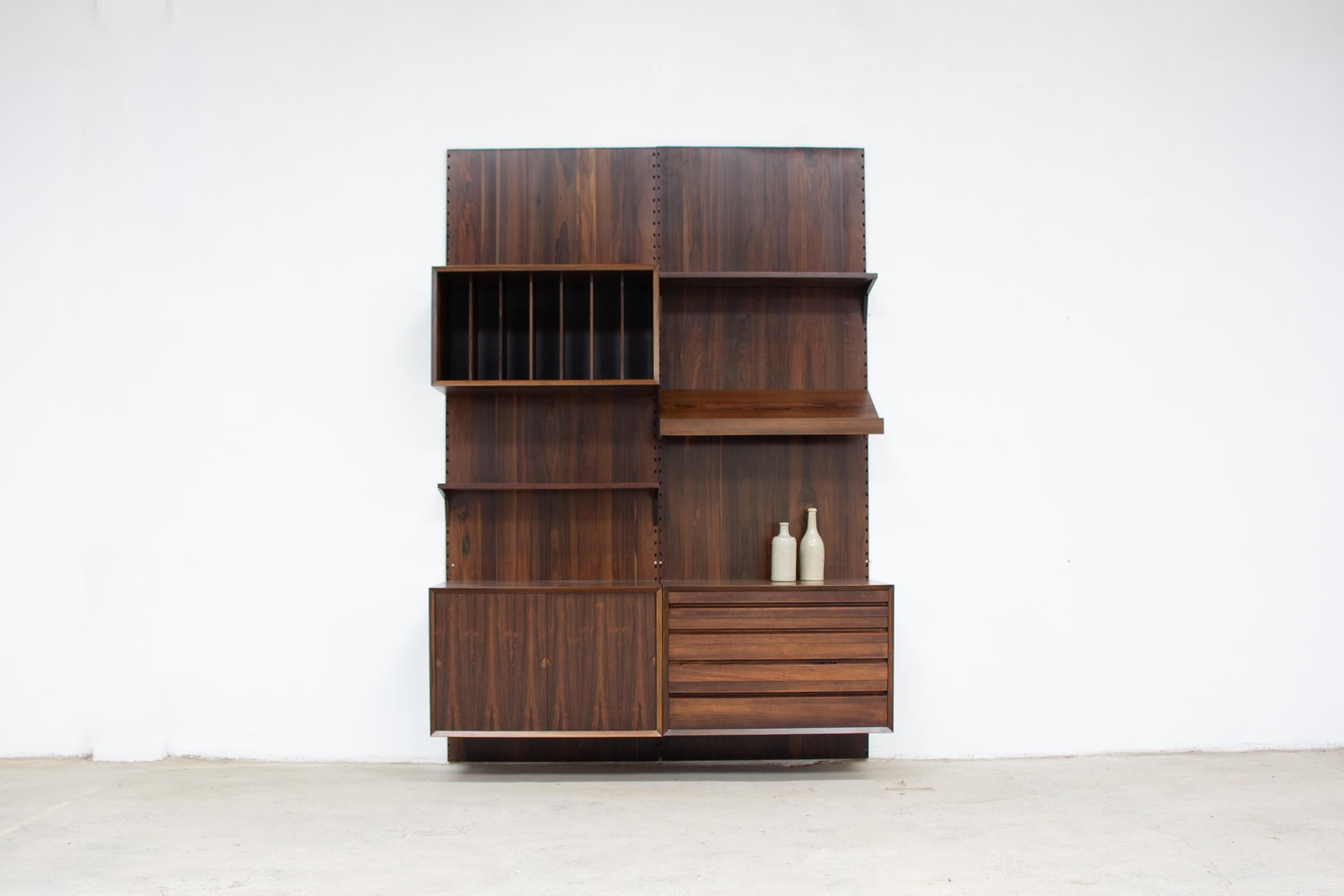 Scandinavian Modern Palisander Poul Cadovius wall unit for Cado 1960's For Sale