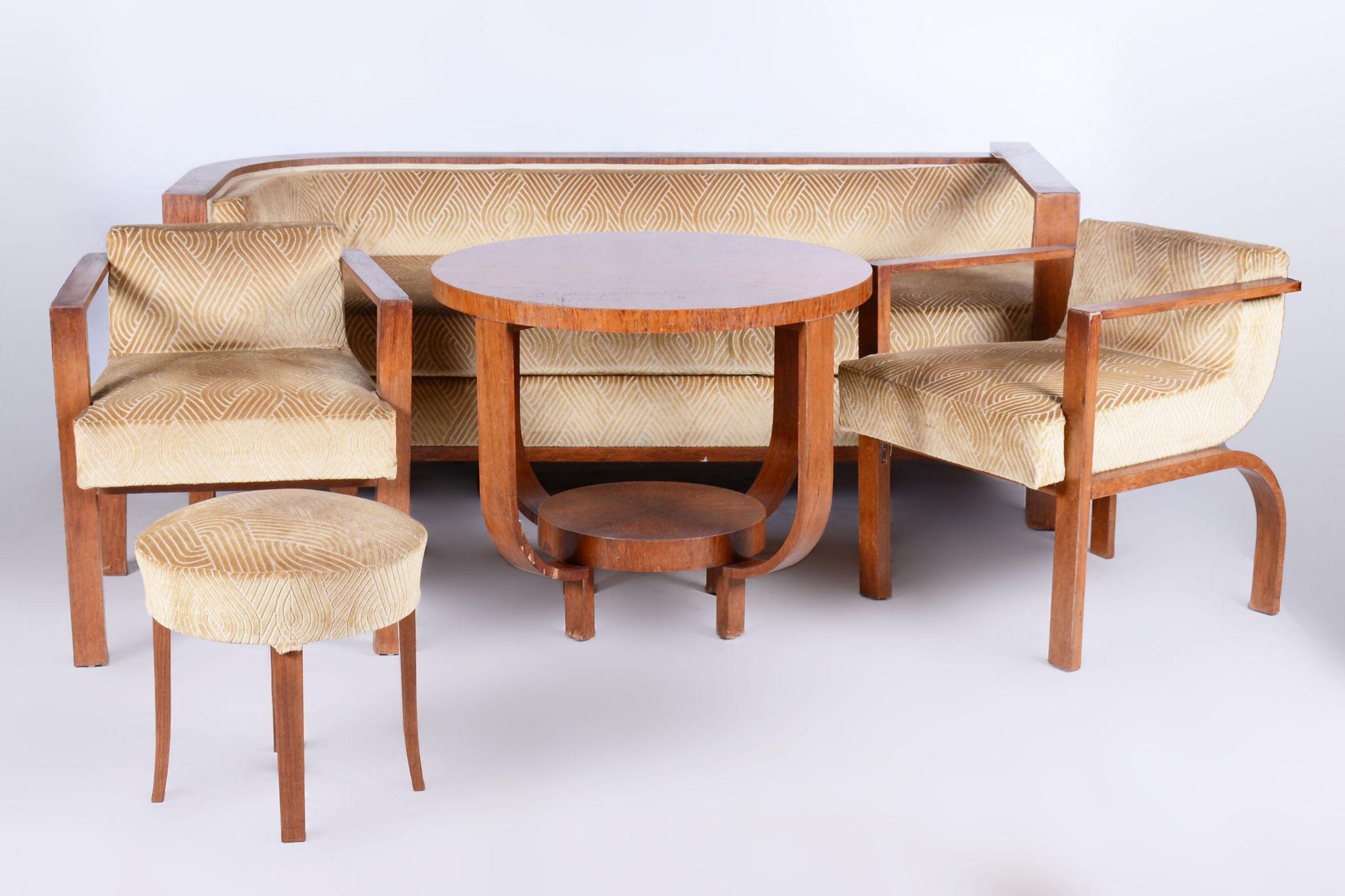 Ensemble de sièges en palissandre avec table basse, Art déco, restauré, France, années 1920 en vente 9