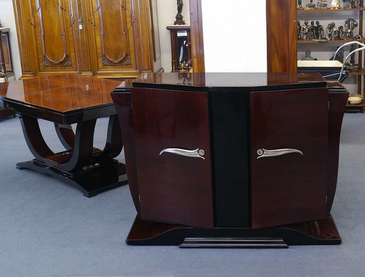 Polished Palisander Sideboard Art Deco French High Gloss Lacquered, circa 1930