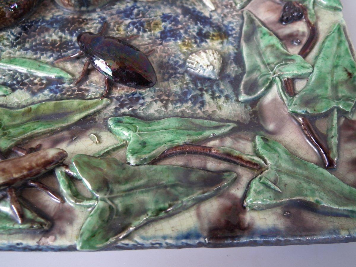 Glazed Palissy Rectangular Snake Wall Plaque