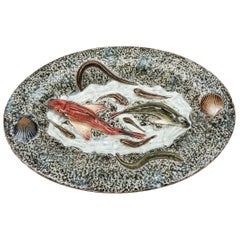 Palissy-Style Dish with Red Mullet, Choisy-le-Roi, France, Late 19th Century