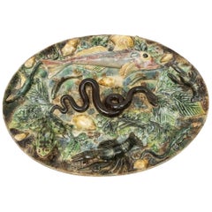 Palissy-Style Dish with Snake, Factory of Longchamp, France, Late 19th Century