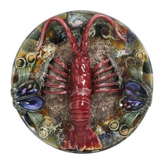 Retro Palissy Style Earthenware with Lobster, Mussels and Clams