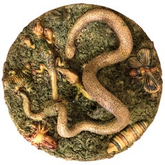 Palissy Style Plate with Snakes