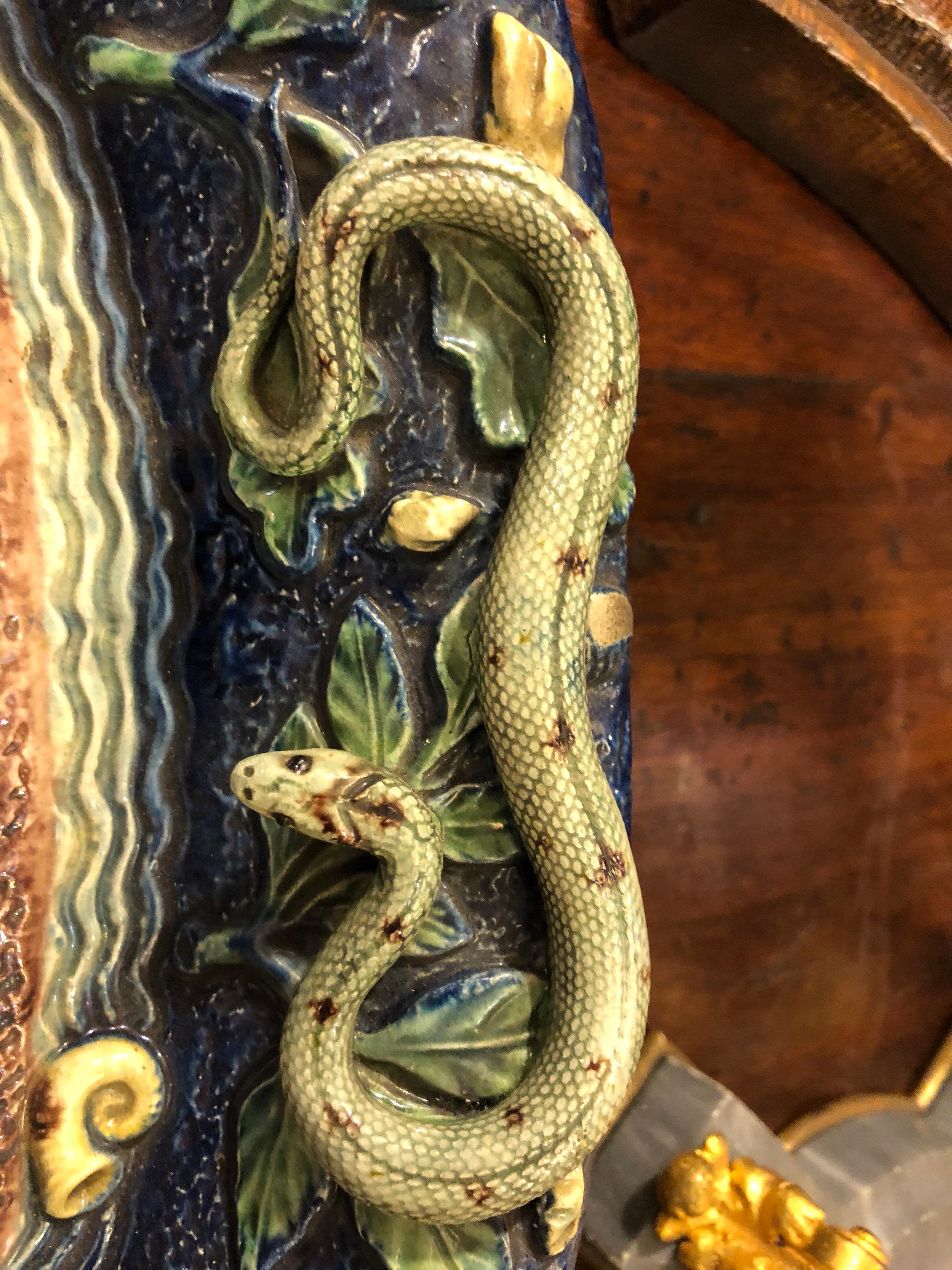 European Palissy Style Platter with Fish and Snakes