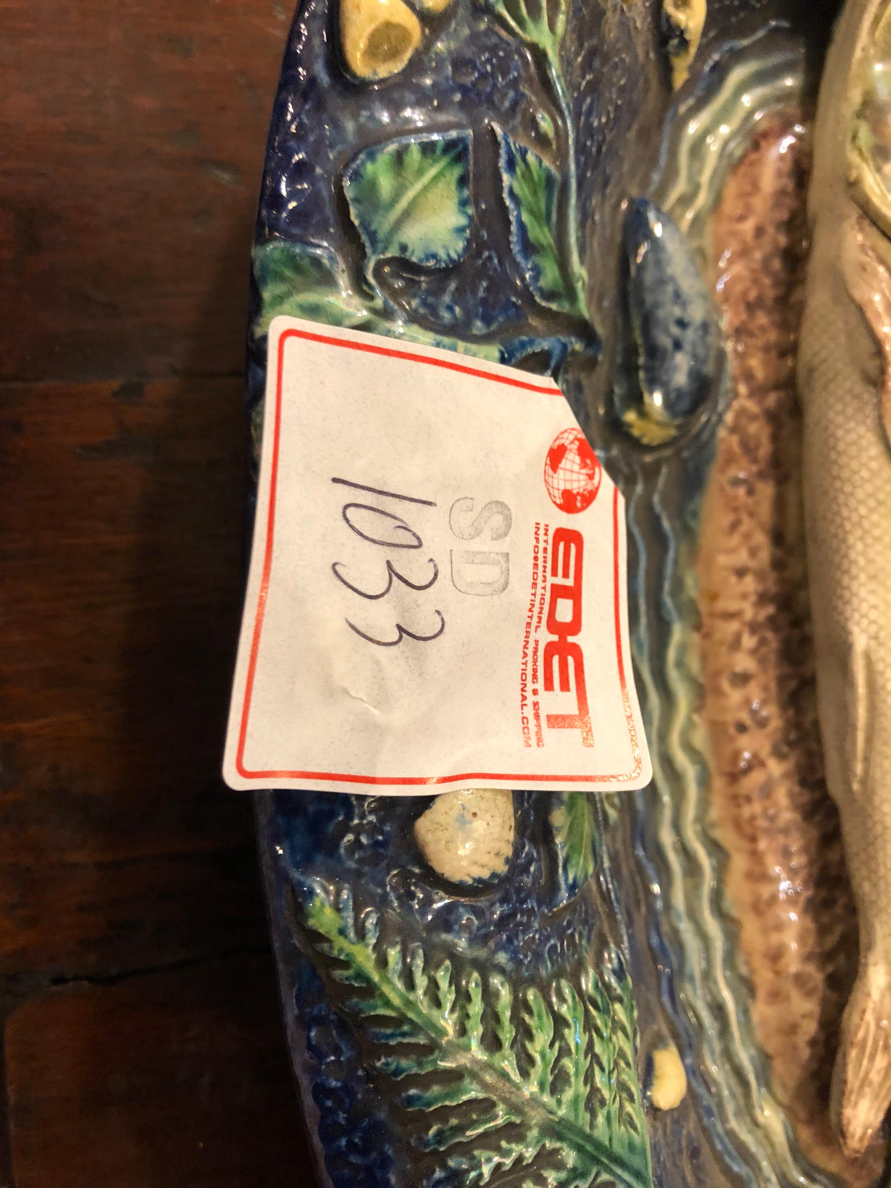19th Century Palissy Style Platter with Fish and Snakes