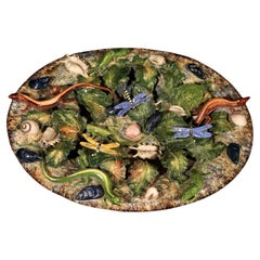 Chargeur en trompe l'oeil en majolique de Palissy Ware par Christine Viennet