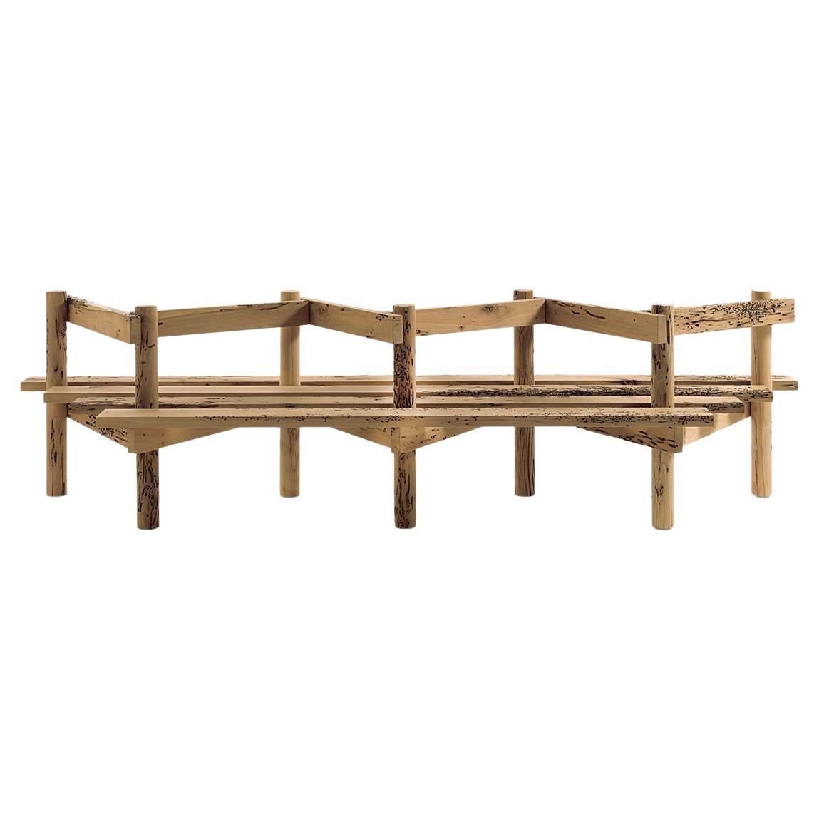 Palizzata Briccola Wood Bench by Michele De Lucchi, Made in Italy For Sale