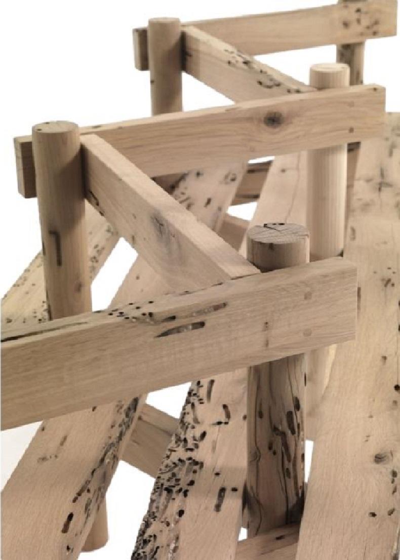 Fait main Banc en bois de briccola Palizzata avec dossier à zigzags en vente