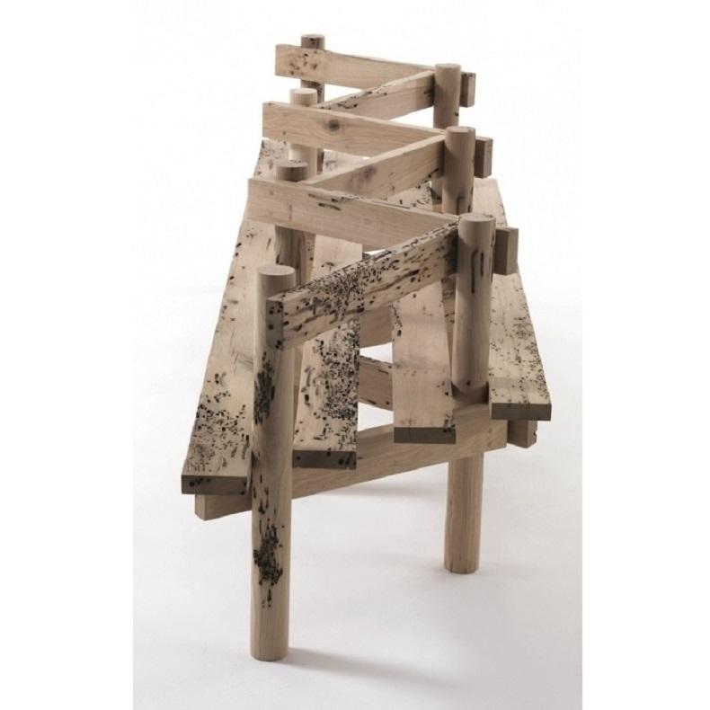 Banc en bois de briccola Palizzata avec dossier à zigzags Neuf - En vente à NEW YORK, NY