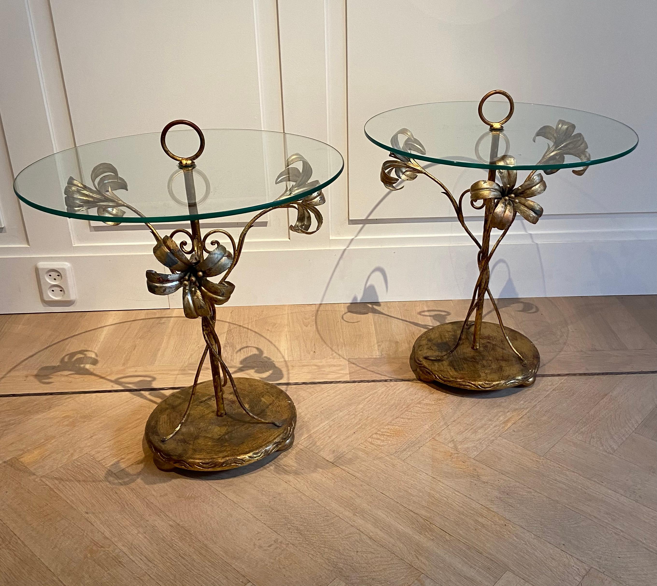 Italian Palladia, a pair of gilded cocktail tables For Sale