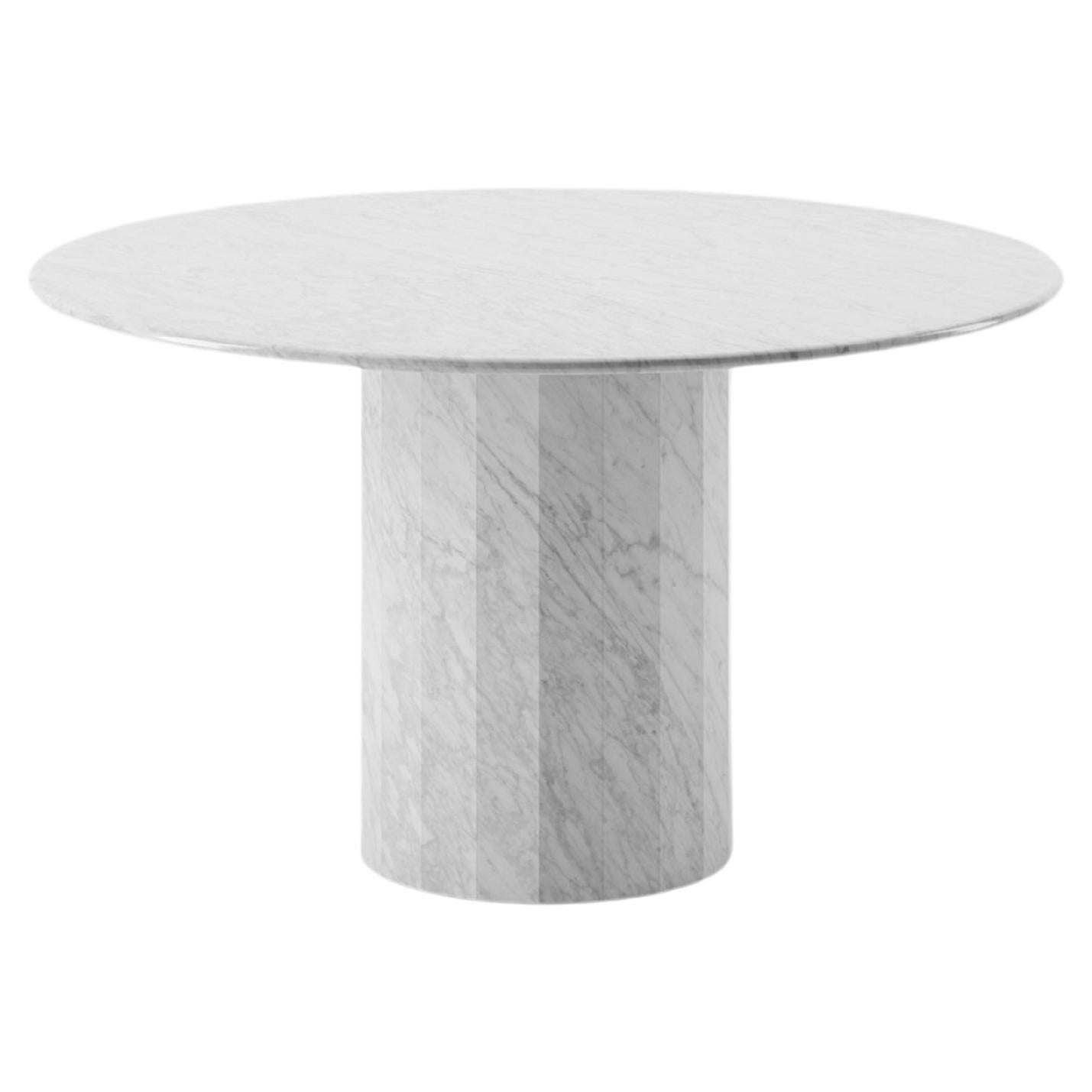 Palladian 130cm/51.2" Round Table in Bianco Carrara For Sale