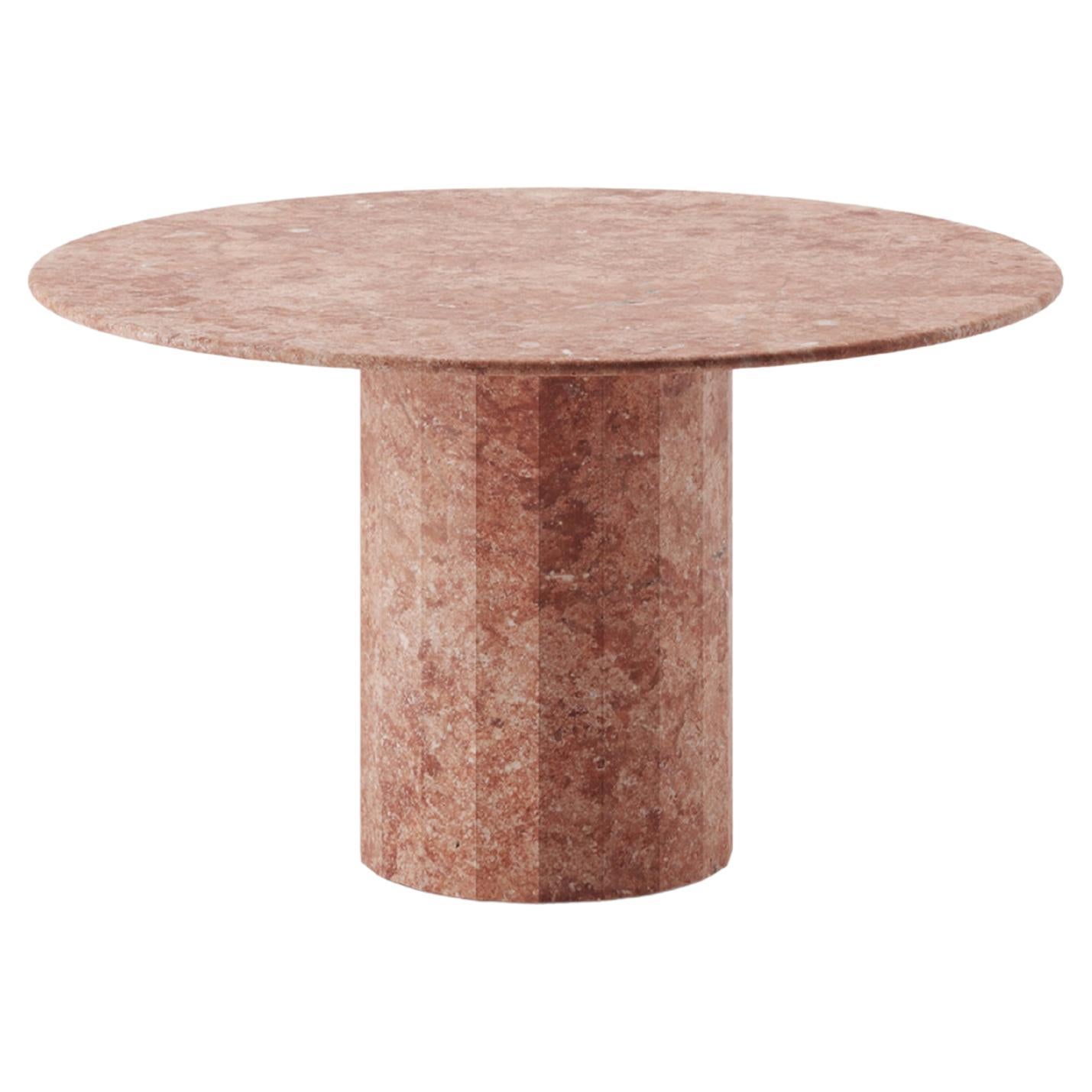 Palladian 130cm/51.2" Round Table in Red/Pink Travertine  For Sale