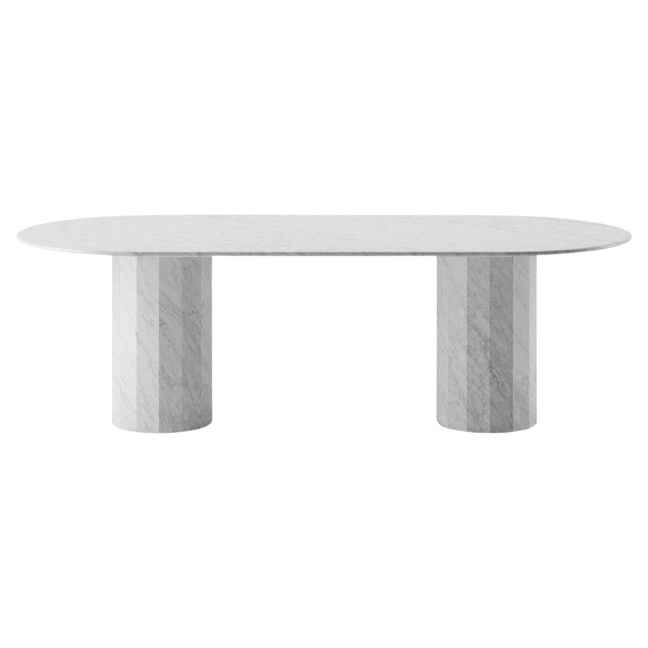 Palladian 240cm/94.4" Oval Dining Table in Bianco Carrara Marble For Sale