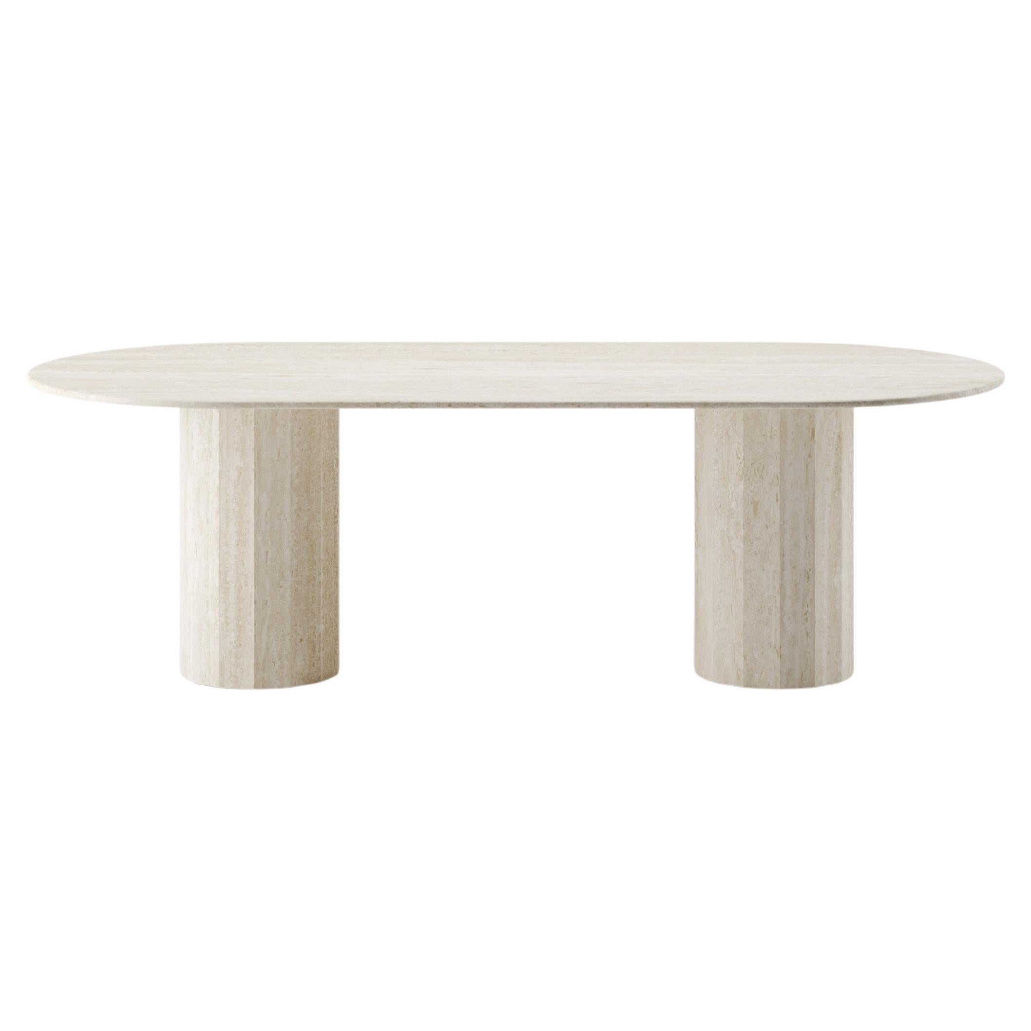 Palladian 240cm/94.4" Oval Dining Table in Natural Travertine For Sale