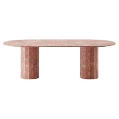 Table de salle à manger palladienne ovale 240 cm (94.4") en travertin rouge