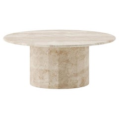Table basse ronde Palladian 90cm/35.4" en travertin naturel 