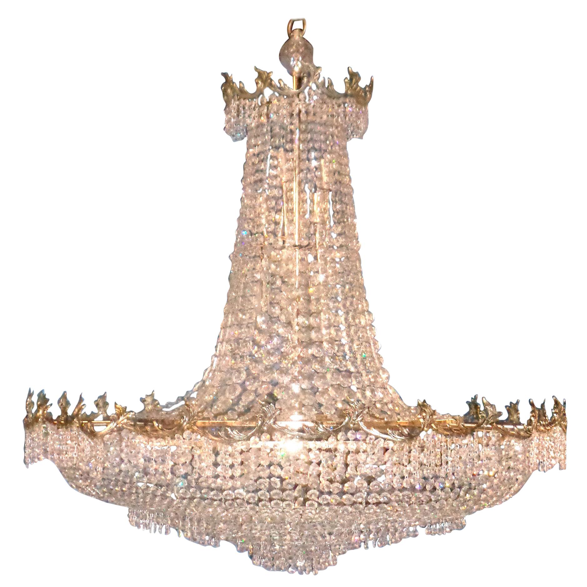 Palladian Silver Plated Chandelier from Perino’s Restaurant, Los Angeles For Sale