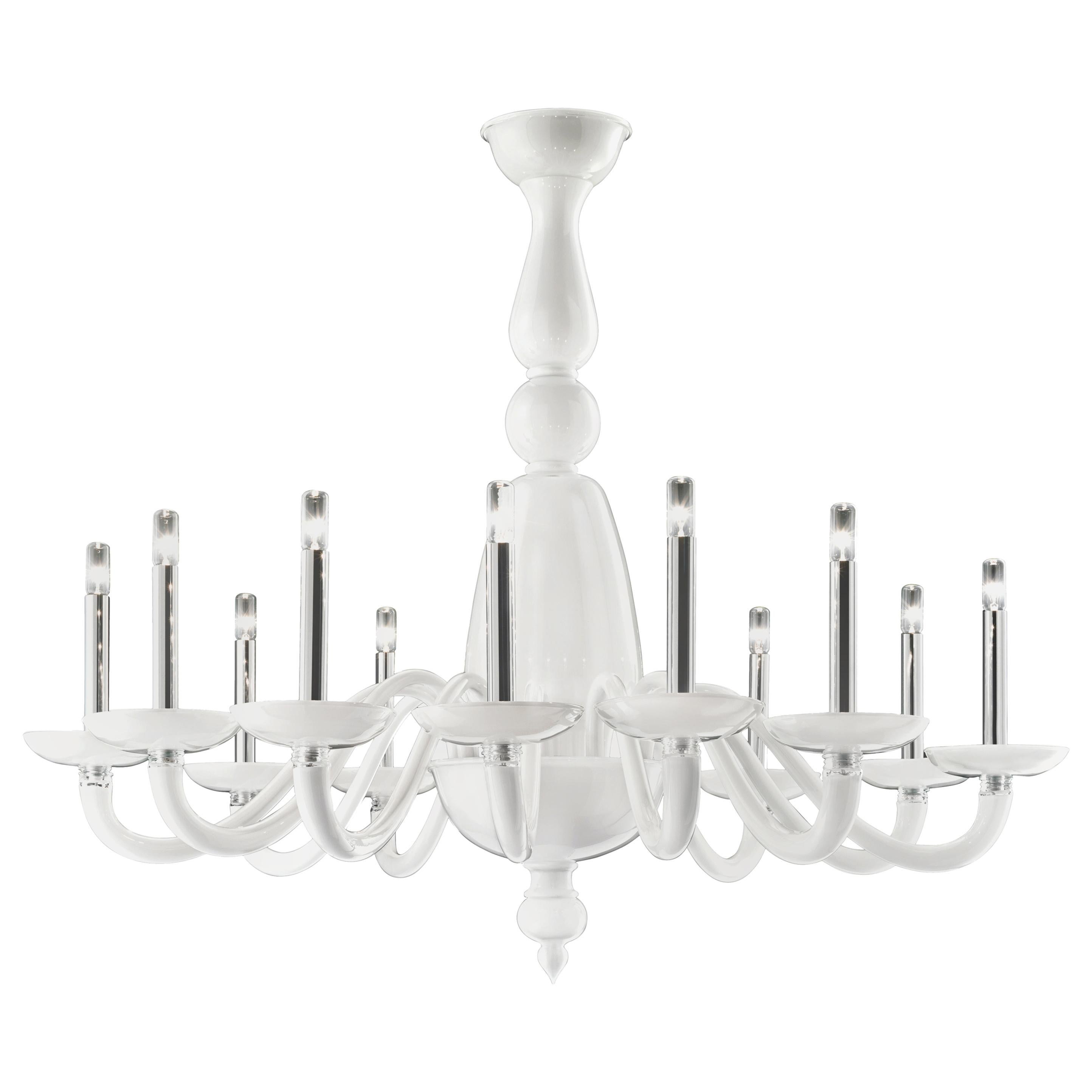 White (White_BB) Palladiano 5600 12 Chandelier in Glass, by Barovier&Toso