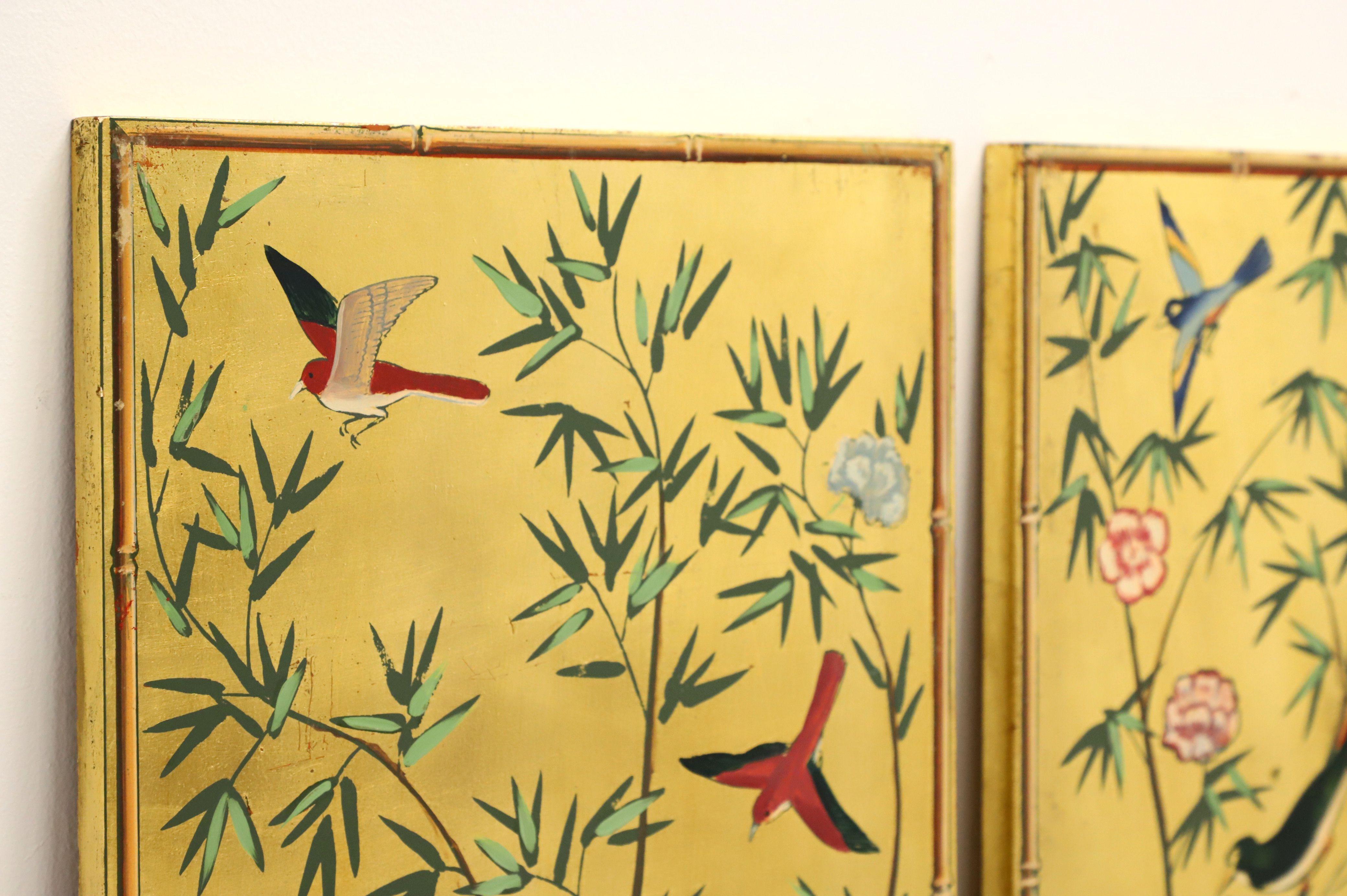 PALLADIO 1960's Asian Chinoiserie Wood Art Wall Panels - Set of 4 6