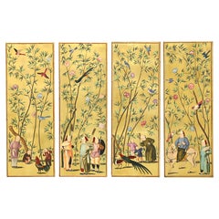 Retro PALLADIO 1960's Asian Chinoiserie Wood Art Wall Panels - Set of 4