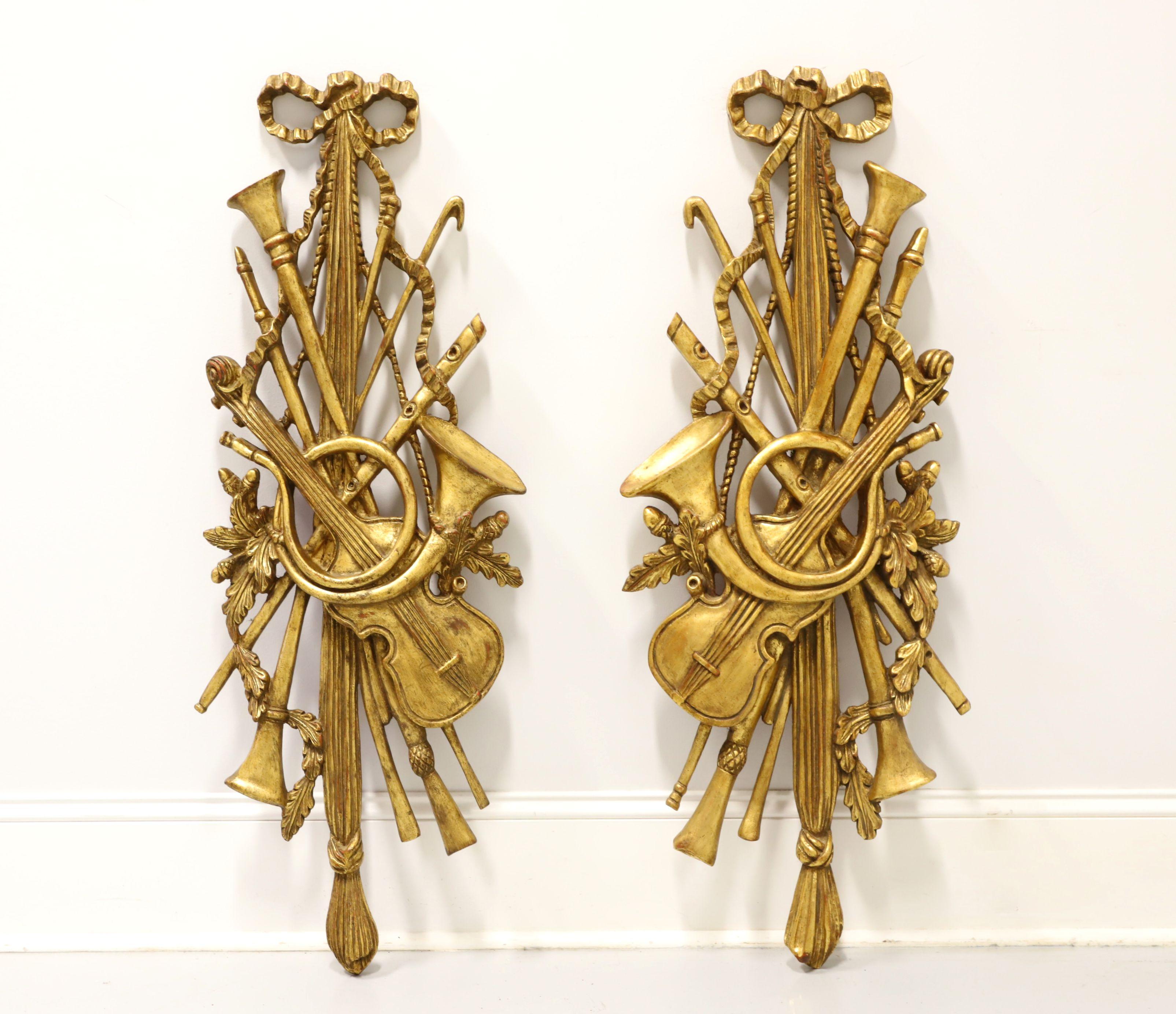 PALLADIO 1960's Carved Wood Musical Instrument Wall Sculpture - Pair For Sale 4
