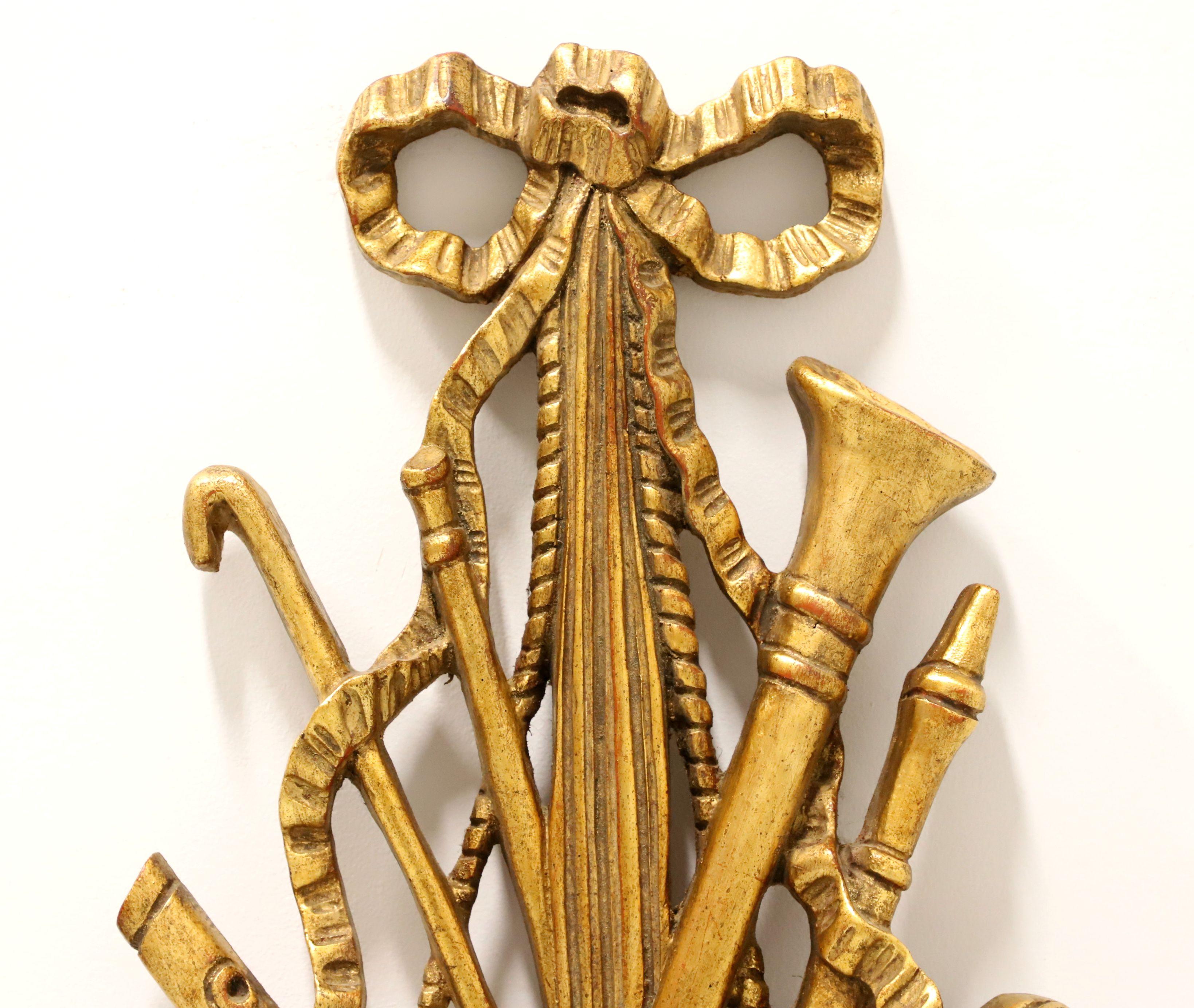 PALLADIO 1960's Carved Wood Musical Instrument Wall Sculpture - Pair In Good Condition For Sale In Charlotte, NC