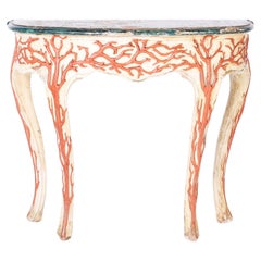 Palladio Antike italienische geschnitzte Holz Faux Coral Konsole