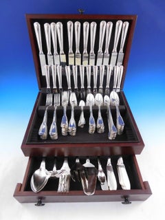 Palladio Fiddle Thread Italy Sterling Silver Flatware Set 140 pcs Dinner Italian