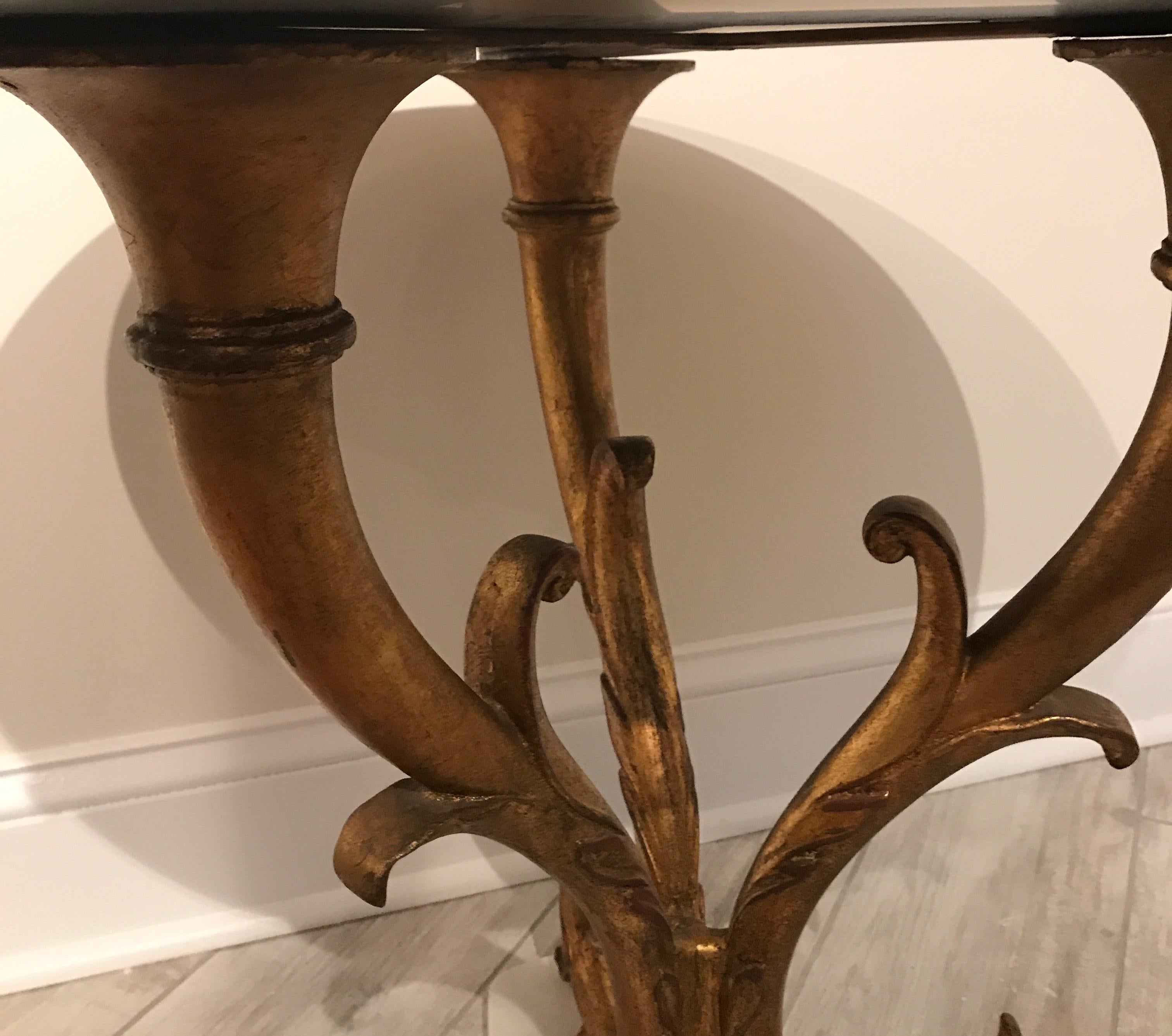 20th Century Palladio Gilded Iron Side Table with Mirrored Top