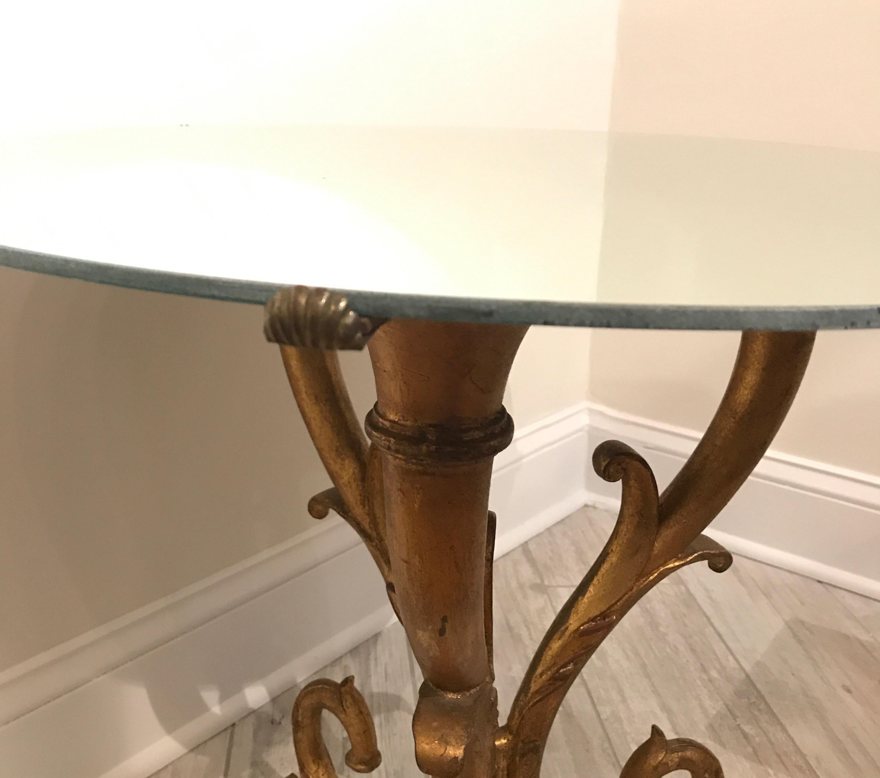Palladio Gilded Iron Side Table with Mirrored Top 1