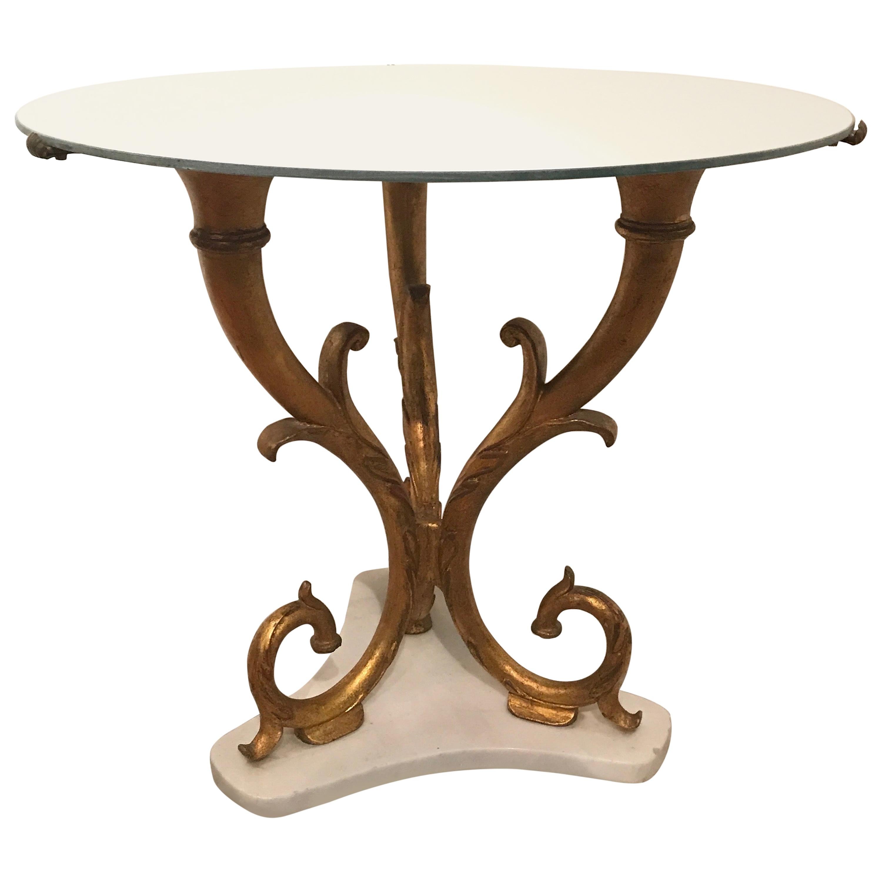 Palladio Gilded Iron Side Table with Mirrored Top