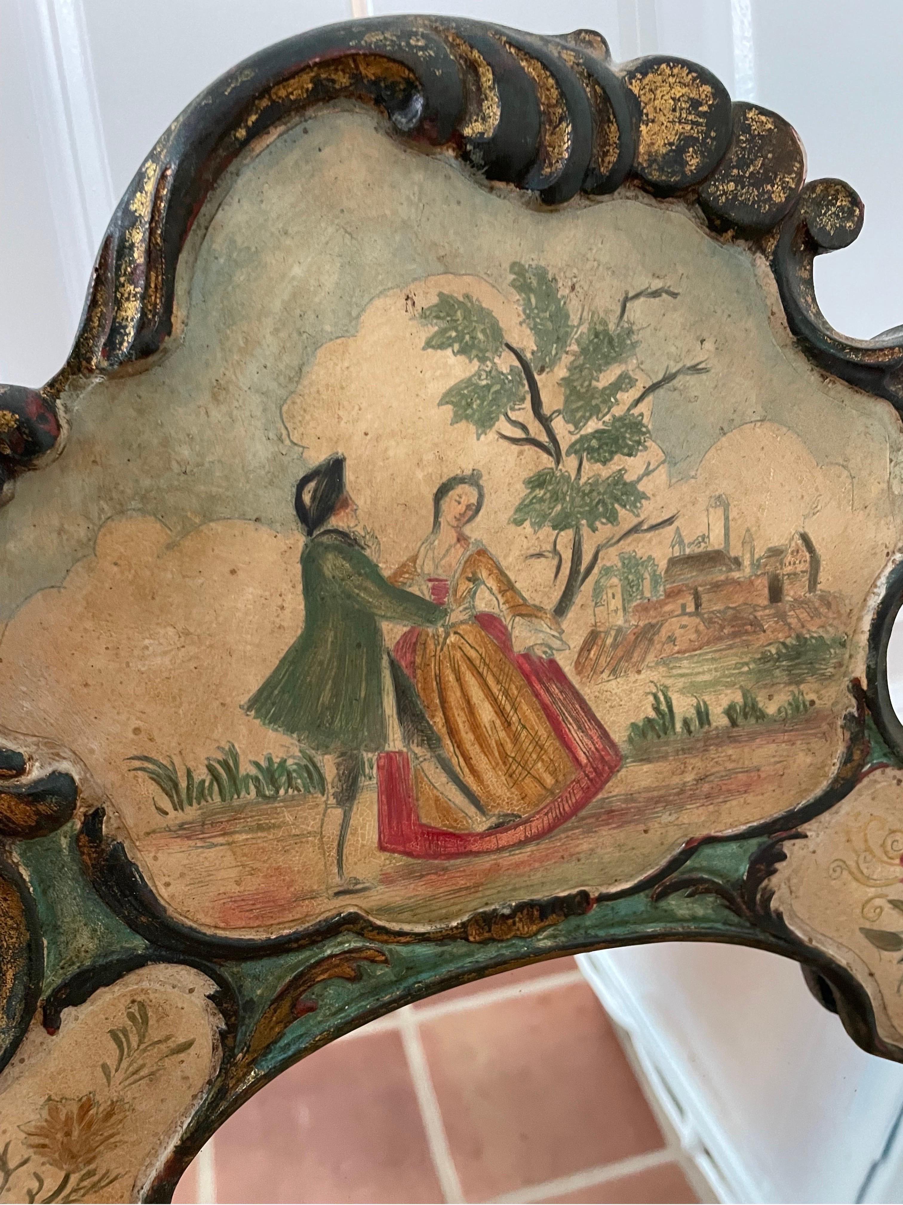 Provincial français Palladio Miroir en bois peint à la main en vente