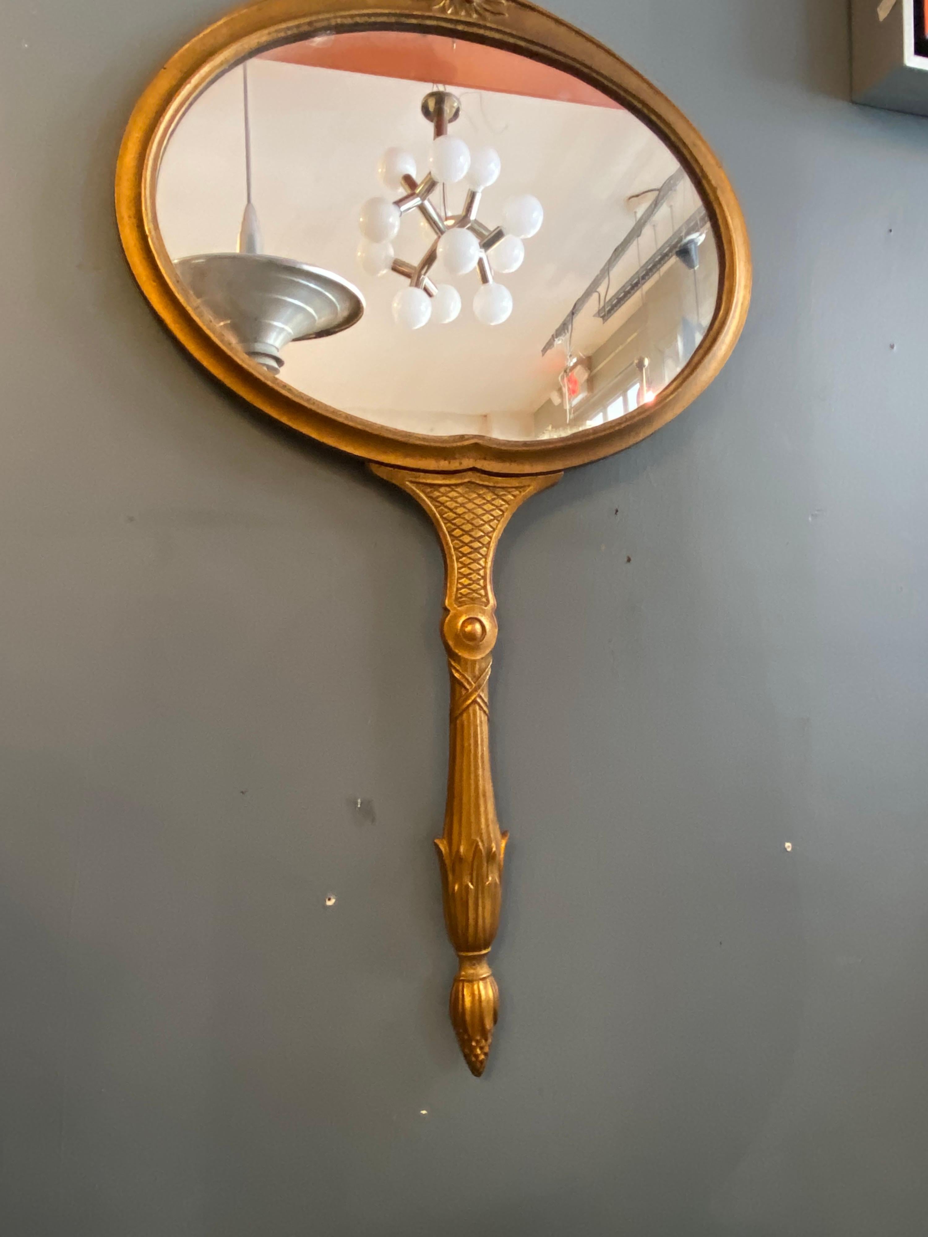 Palladio Italian wall mirror, basically a hand mirror Enlarged! Whimsical design, stamped backside. Nice scale and size!