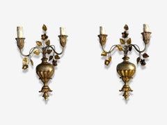 Palladio, Italian Neoclassical, Giltwood, Silver Leaf, Wall Lights, Italy, 1974