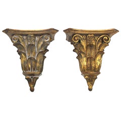 Palladio Italian Neoclassical Style Giltwood Wall Brackets / Shelves