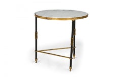 Palladio White Marble and Black and Gilt Iron Circular End / Side Table