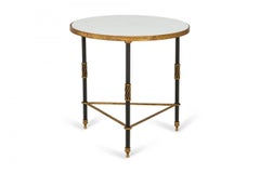Palladio White Marble and Black and Gilt Iron Circular End / Side Table