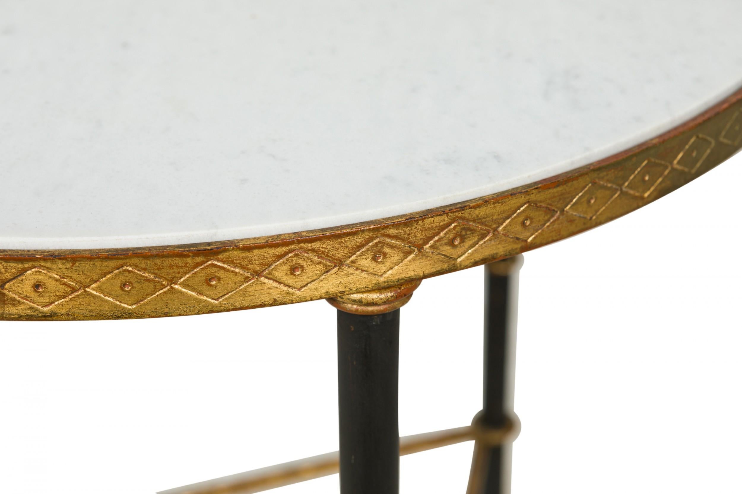 Palladio White Marble and Black and Gilt Iron Circular End / Side Table In Good Condition For Sale In New York, NY