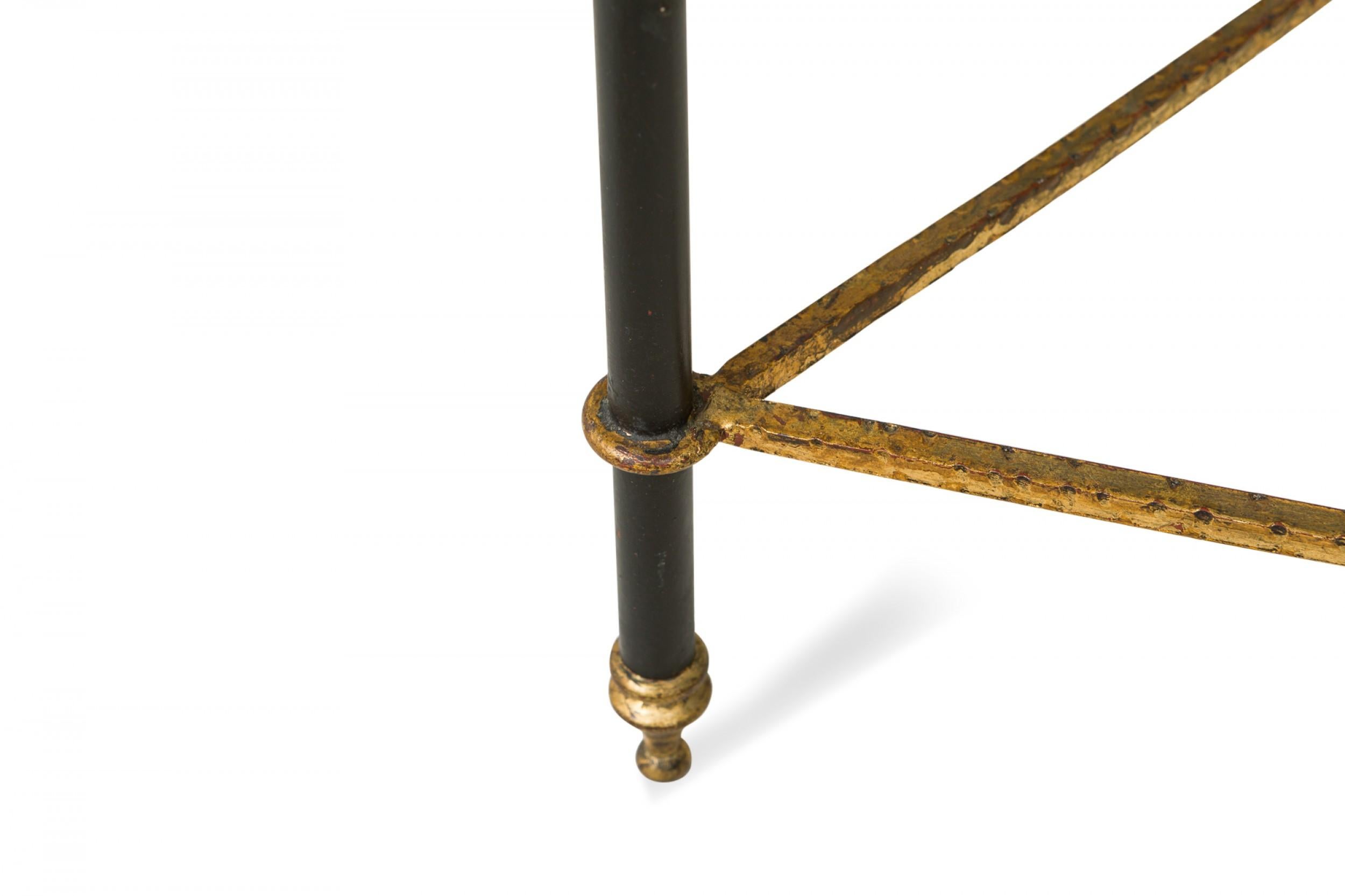 Metal Palladio White Marble and Black and Gilt Iron Circular End / Side Table For Sale