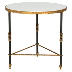 Palladio White Marble and Black and Gilt Iron Circular End / Side Table